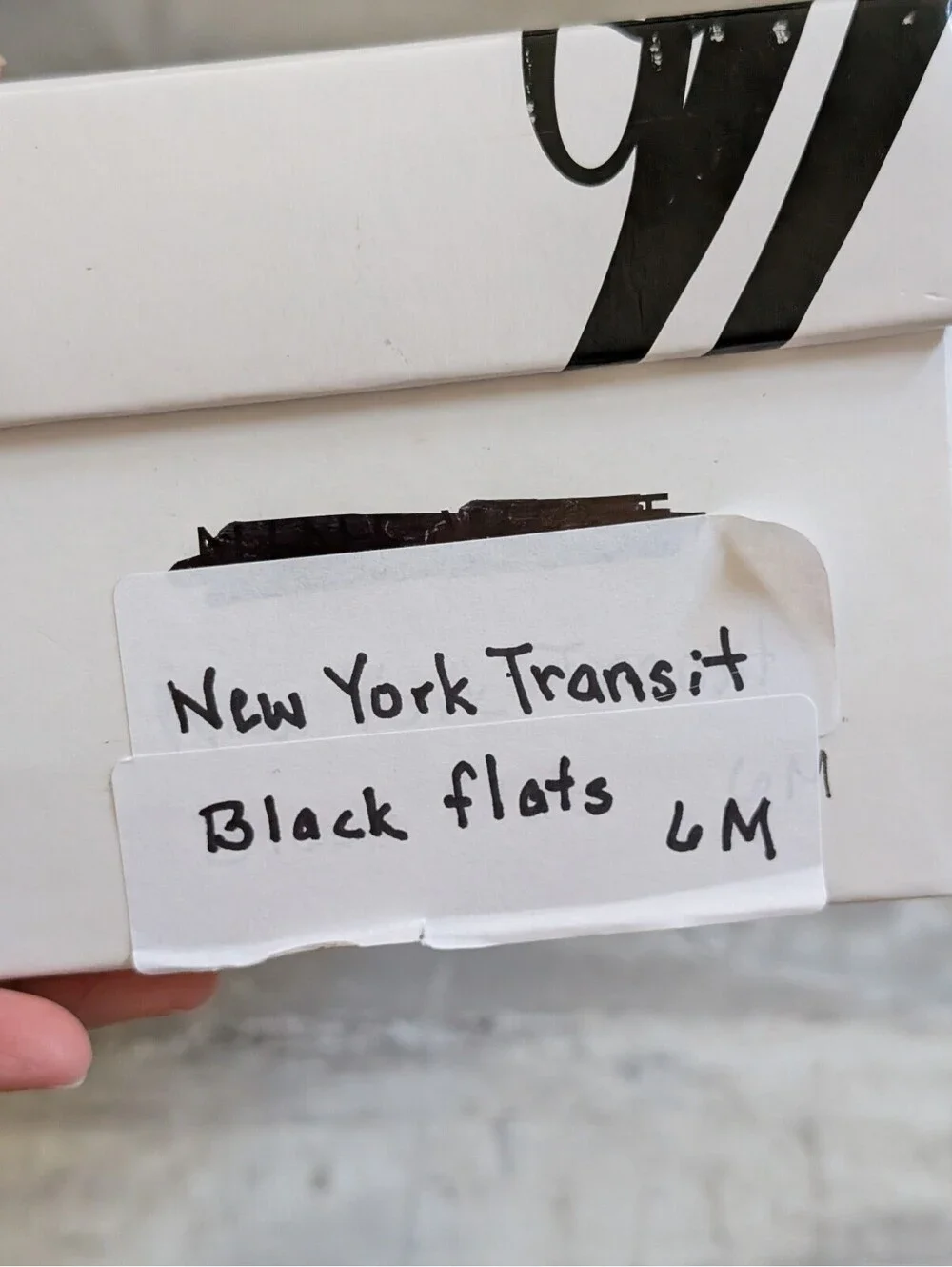 New York Transit Black Leather Flats, Size 6M